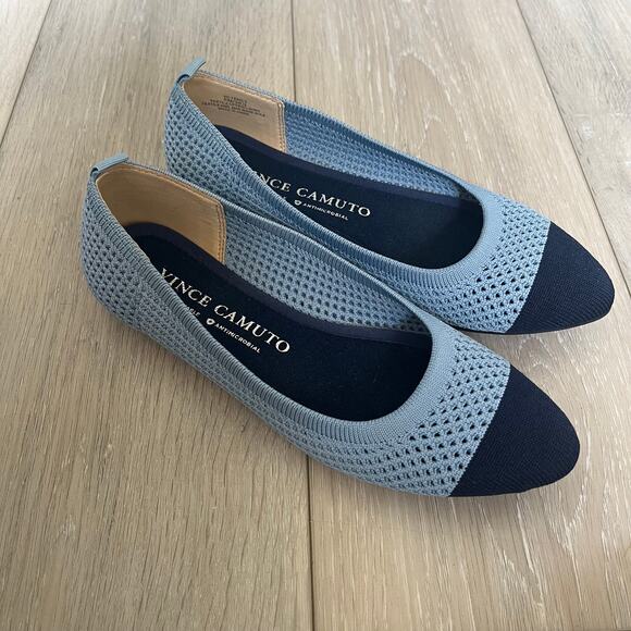 Vince Camuto 'Femils' Women's 6 Knit Washable Ballet Flat Blue Slip On Shoe - Picture 2 of 9